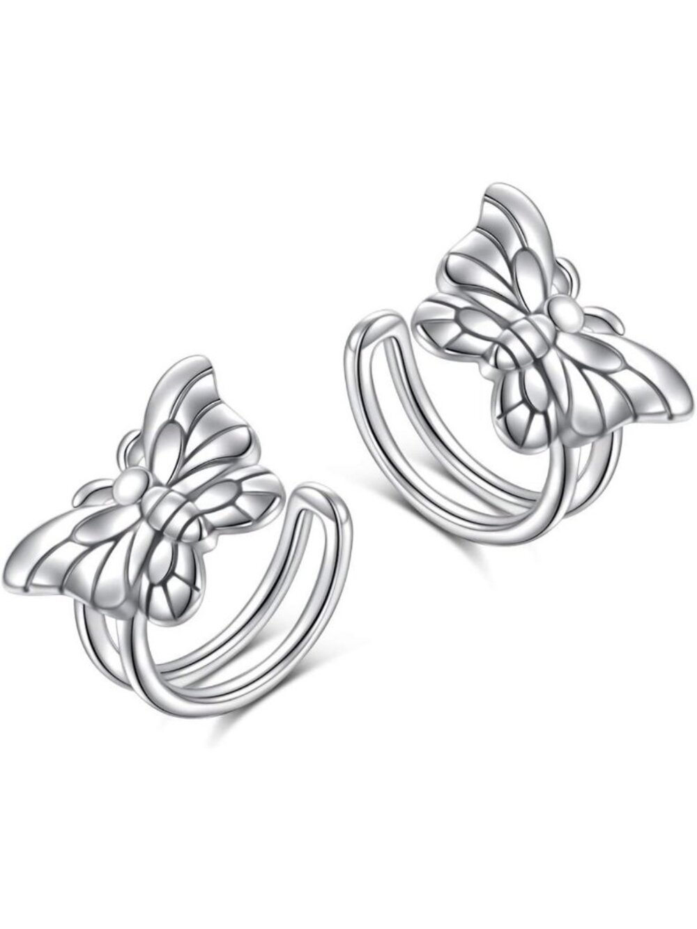 Stylish 925 Sterling Silver Non-Pierced Ear Cuff Set - Huggie Earrings for Women